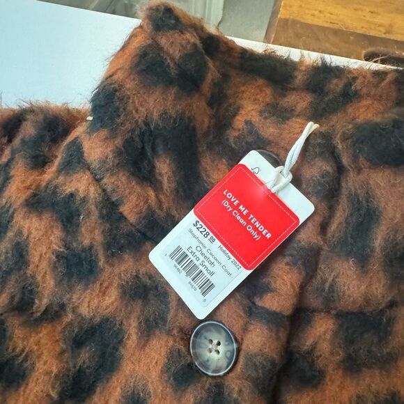 Marine Layer Stephanie Cocoon Coat Womens Small Wool Cheetah Collar Pockets size - Picture 3 of 6